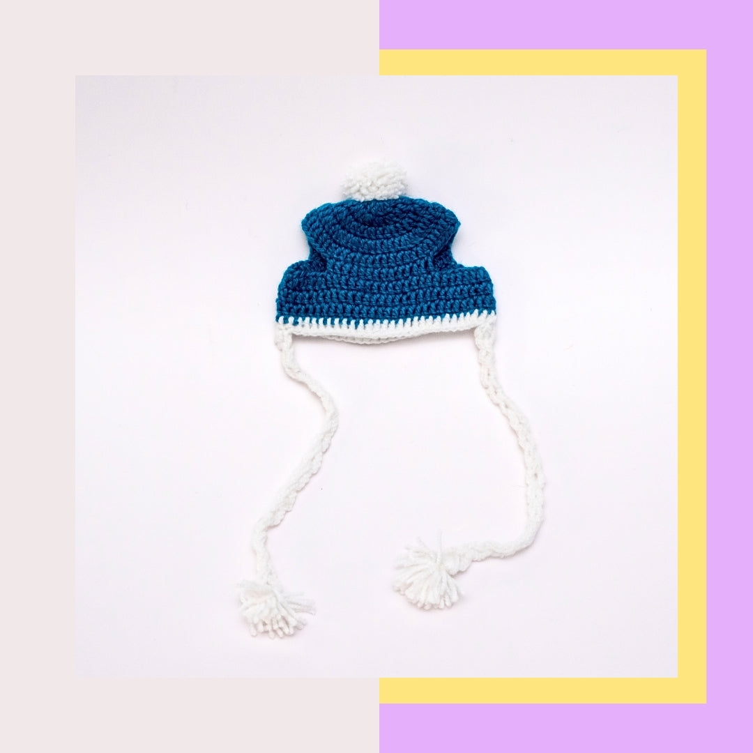 HRIKU® Woollen Pet Cap, Indian-Made, Handcrafted Fashion - Blue Moon