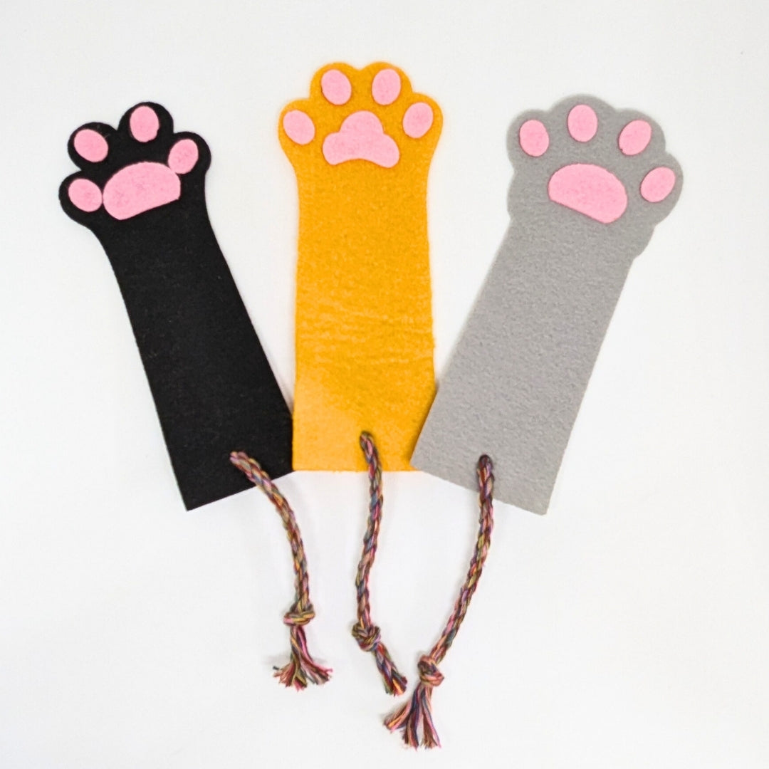 HRIKU® Felt Bookmark Set, Indian-Made, Set of 3 - Cat Paw