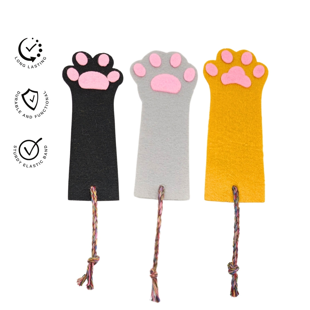 HRIKU® Felt Bookmark Set, Indian-Made, Set of 3 - Cat Paw
