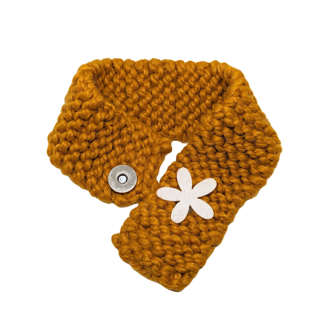 HRIKU® Crocheted Woollen Cat Muffler, Indian-Made, Handcrafted - Ochre