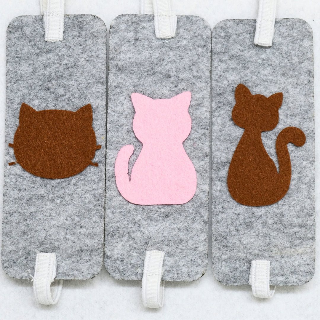 HRIKU® Felt Bookmark Set, Indian-Made, Set of 3 - Cute Cat