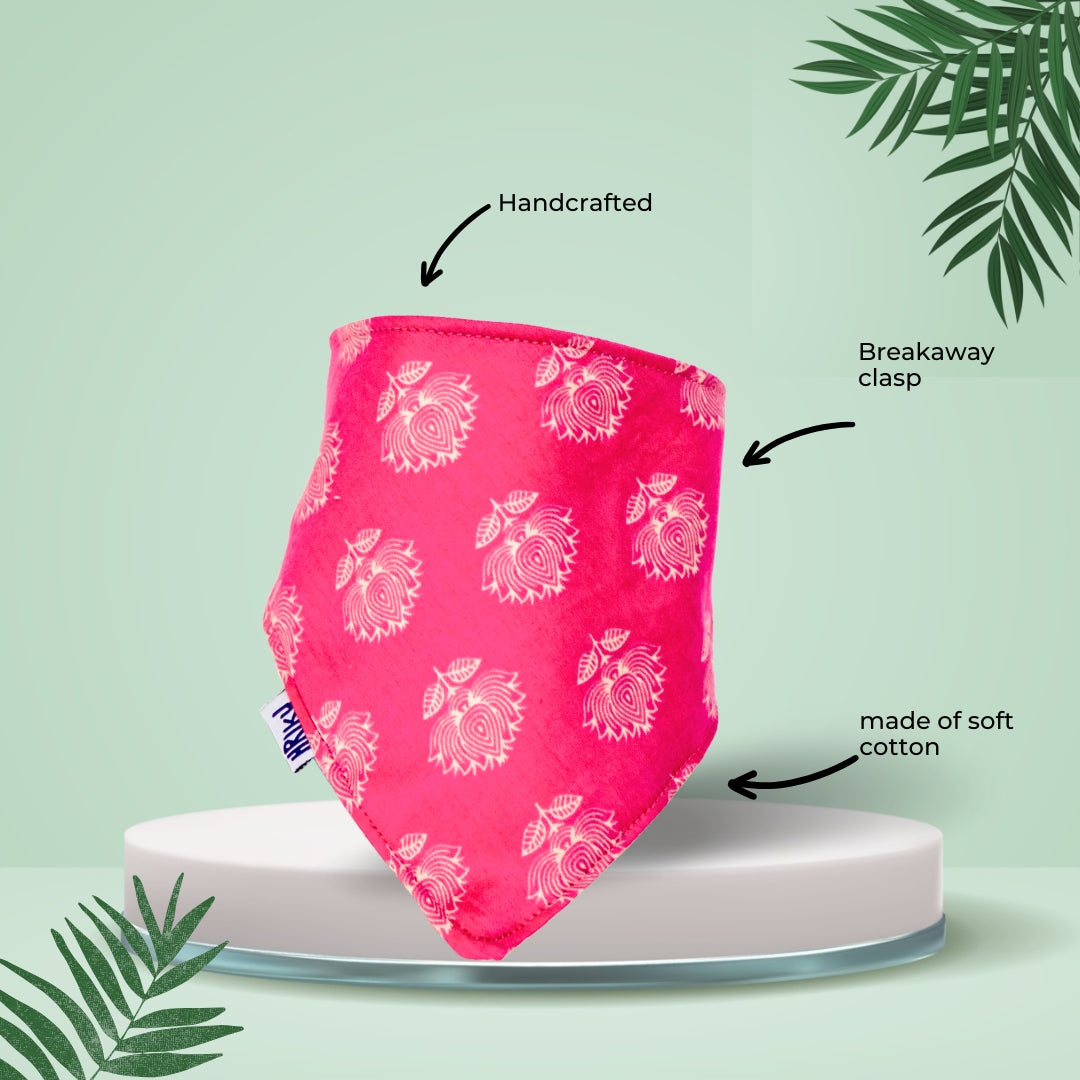 HRIKU® Cat Bandana - Cotton - Floral (Pink)