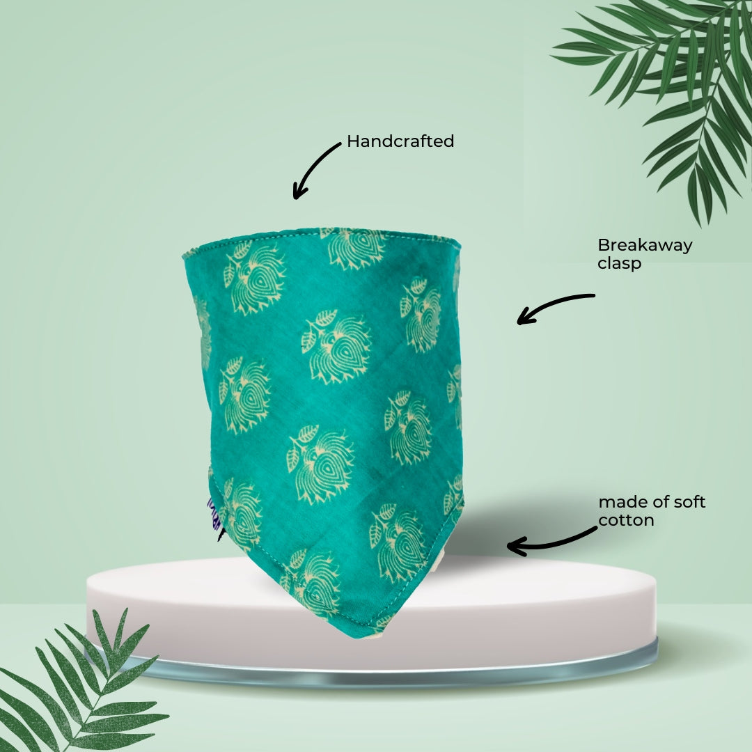 HRIKU® Cat Bandana - Cotton - Floral (Green)