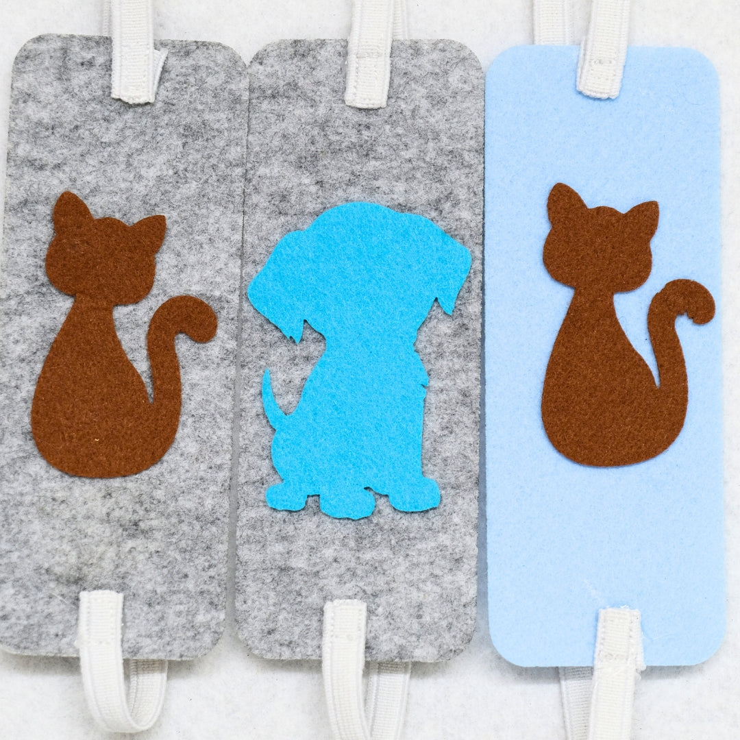HRIKU® Felt Bookmark Set, Indian-Made, Set of 3 - Cat Dog