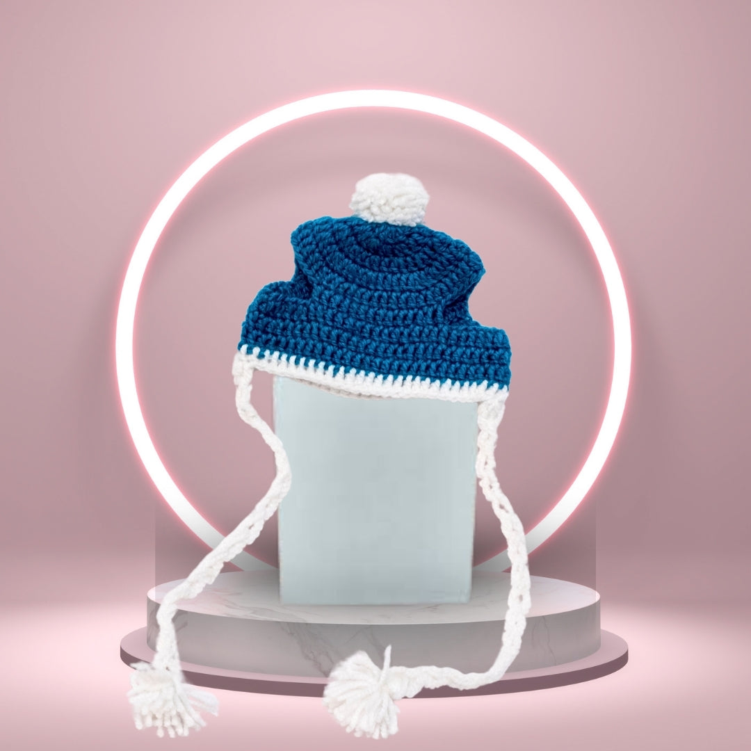 HRIKU® Woollen Pet Cap, Indian-Made, Handcrafted Fashion - Blue Moon