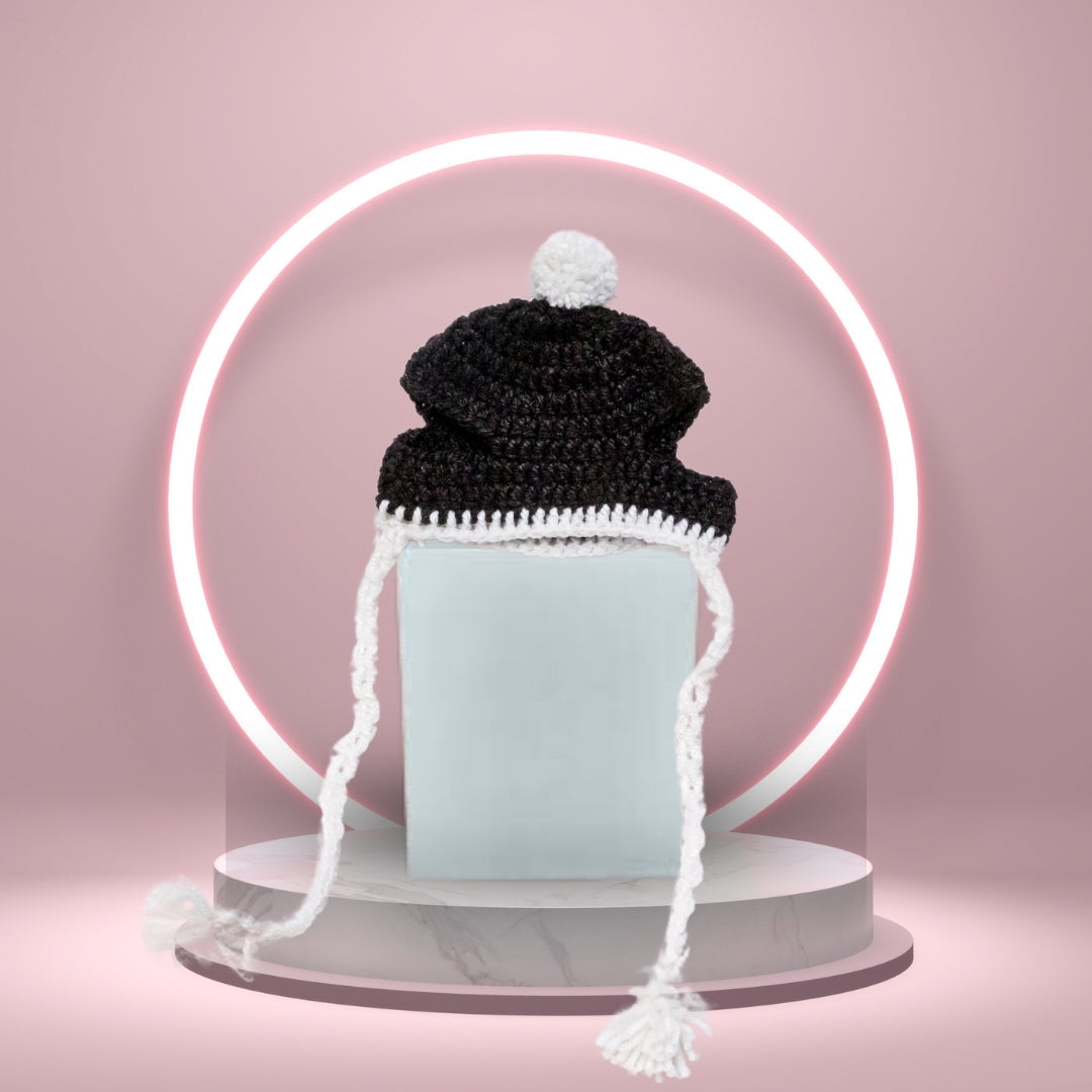 HRIKU® Woollen Pet Cap, Indian-Made, Handcrafted Fashion - Blackest Black