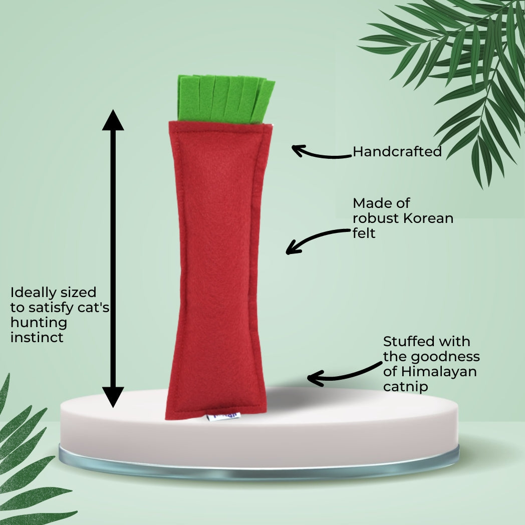 HRIKU® Catnip Felt Kicker Toy, Organic Himalayan Catnip - Red