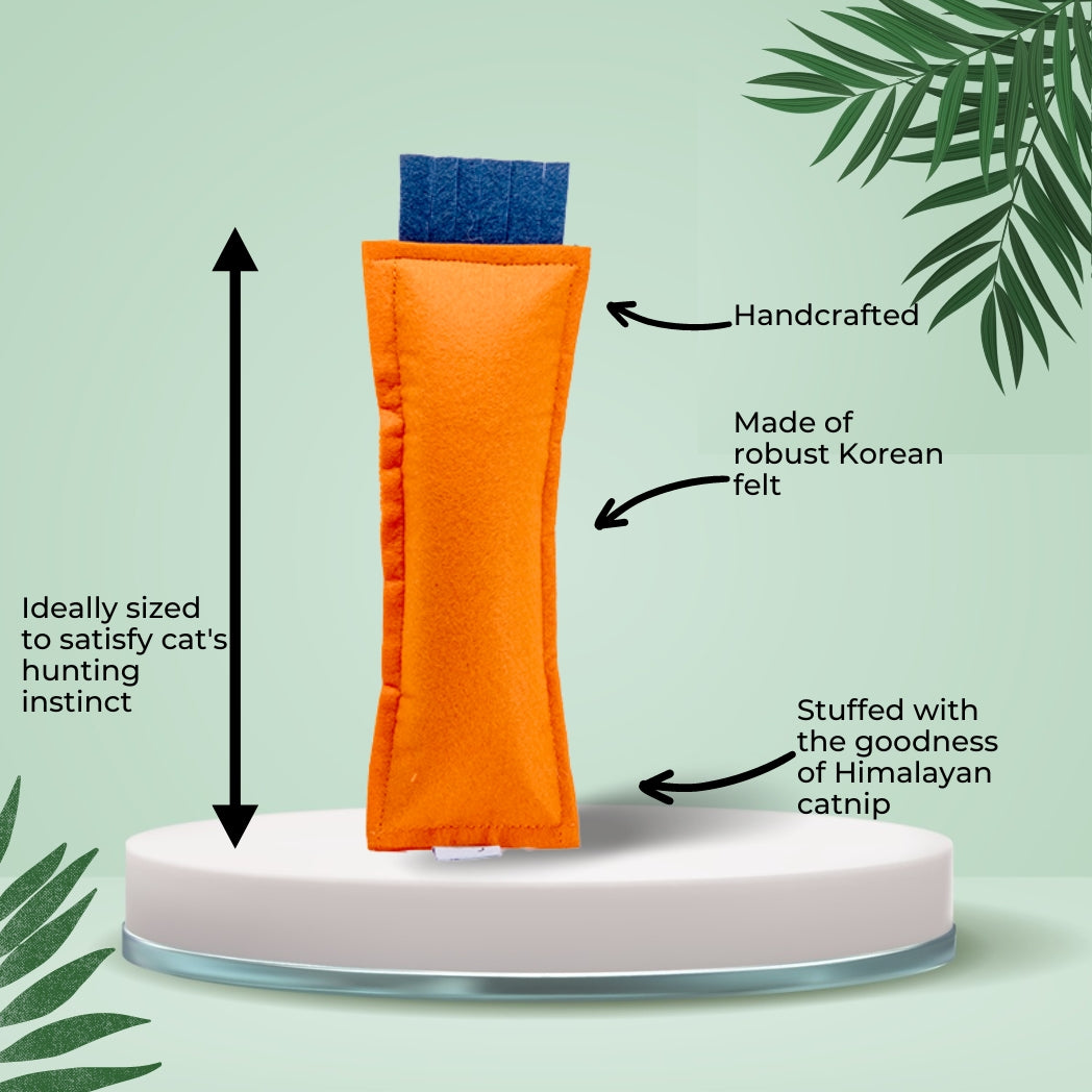 HRIKU® Catnip Felt Kicker Toy, Organic Himalayan Catnip - Orange