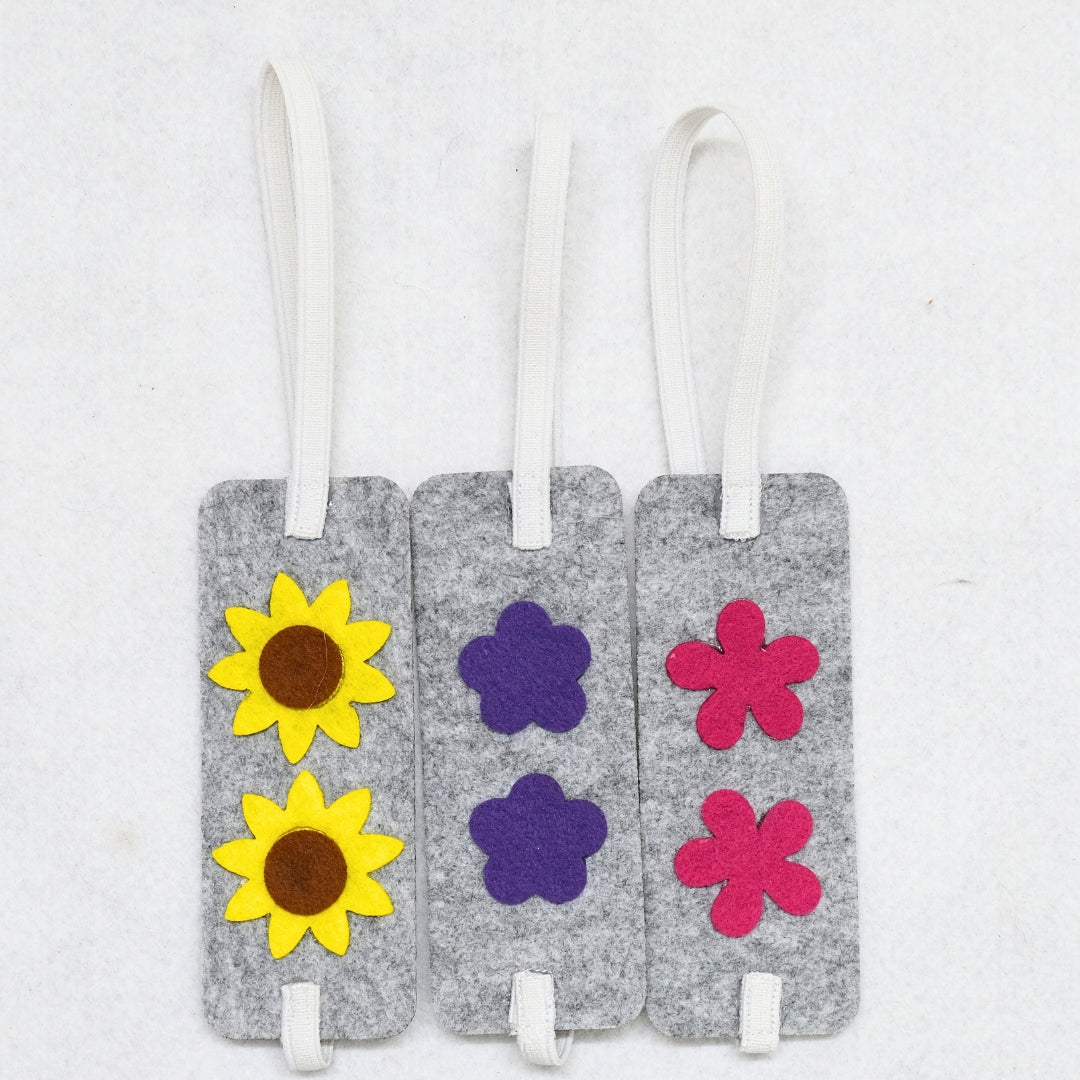 HRIKU® Felt Bookmark Set, Indian-Made, Set of 3 - Flowers