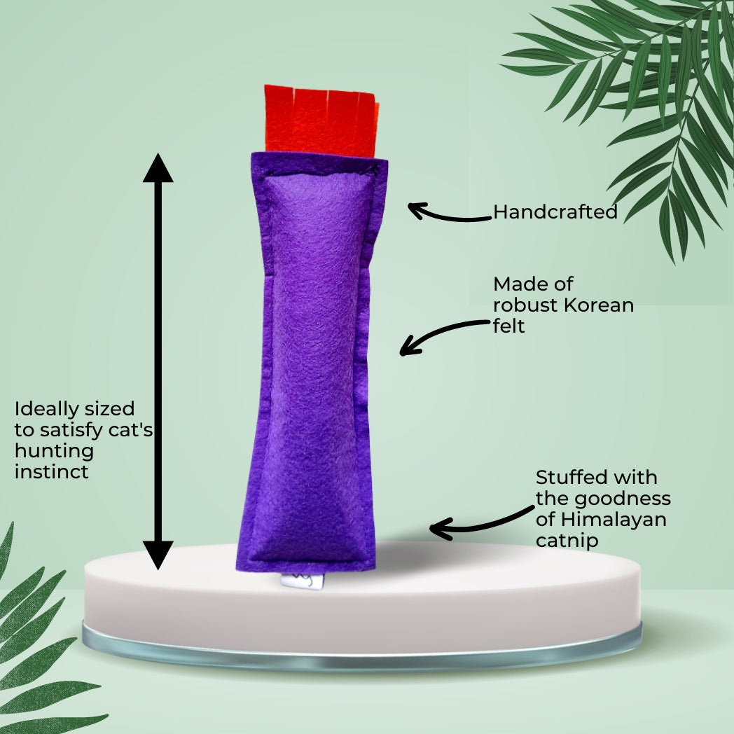 HRIKU® Catnip Felt Kicker Toy, Organic Himalayan Catnip - Purple