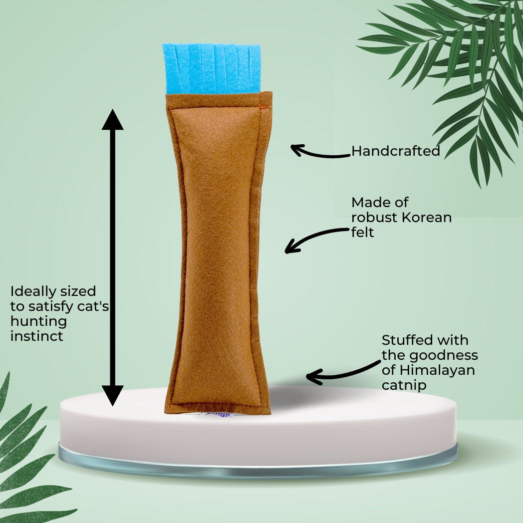 HRIKU® Catnip Felt Kicker Toy, Organic Himalayan Catnip - Brown
