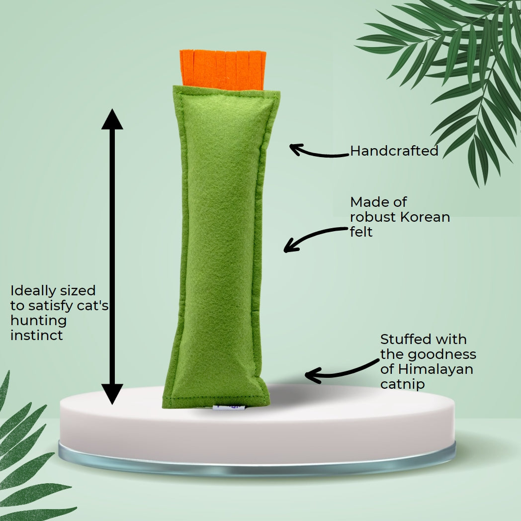 HRIKU® Catnip Felt Kicker Toy, Organic Himalayan Catnip - Green