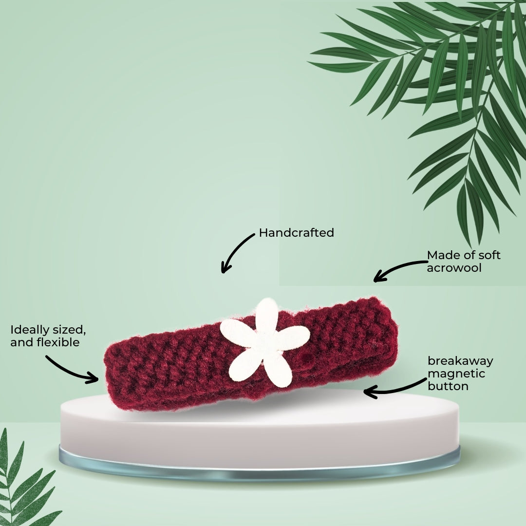 HRIKU® Cat Neck Bands - Cozy Winter Fashion for Cats - Maroon (Pack of 2)