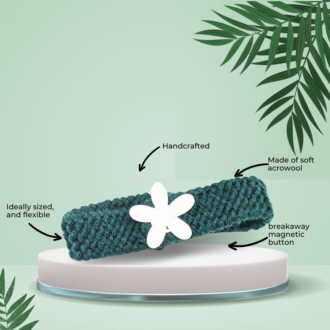 HRIKU® Cat Neck Bands - Cozy Winter Fashion for Cats - Sea Green (Pack of 2)