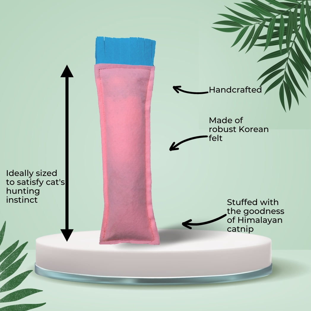 HRIKU® Catnip Felt Kicker Toy, Organic Himalayan Catnip - Pink