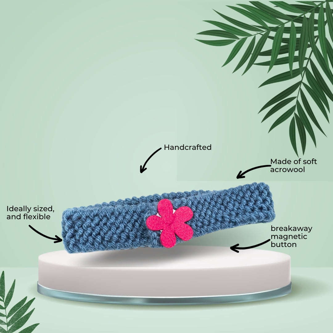 HRIKU® Cat Neck Bands - Cozy Winter Fashion for Cats - Blue (Pack of 2)