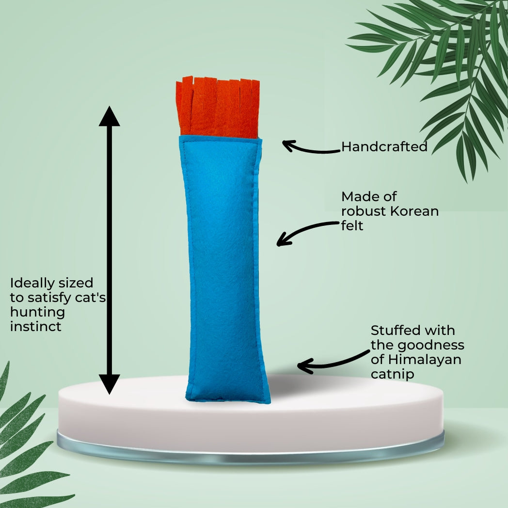 HRIKU® Catnip Felt Kicker Toy, Organic Himalayan Catnip - Blue