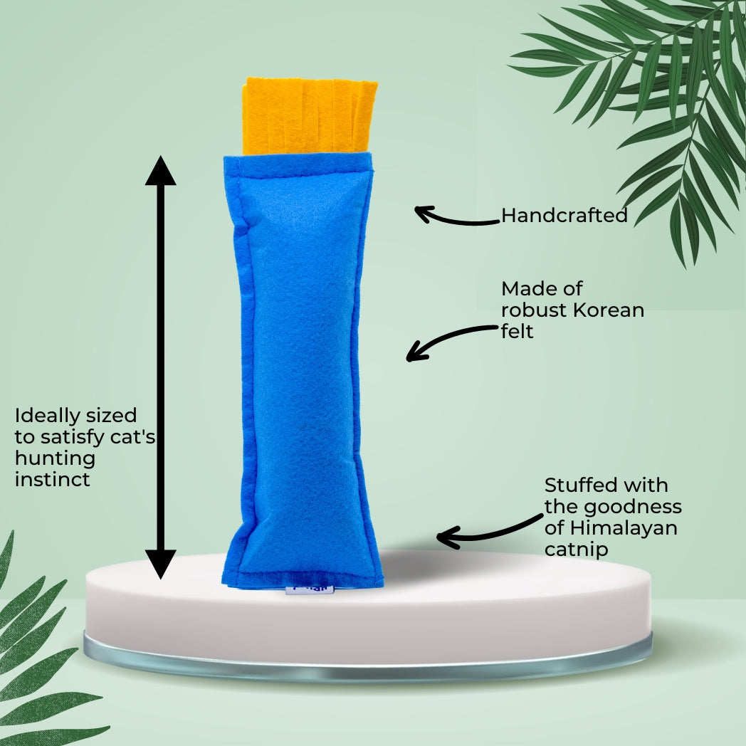 HRIKU® Catnip Felt Kicker Toy, Organic Himalayan Catnip - Cobalt