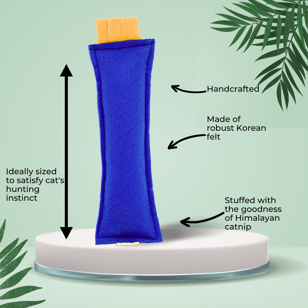 HRIKU® Catnip Felt Kicker Toy, Organic Himalayan Catnip - Indigo