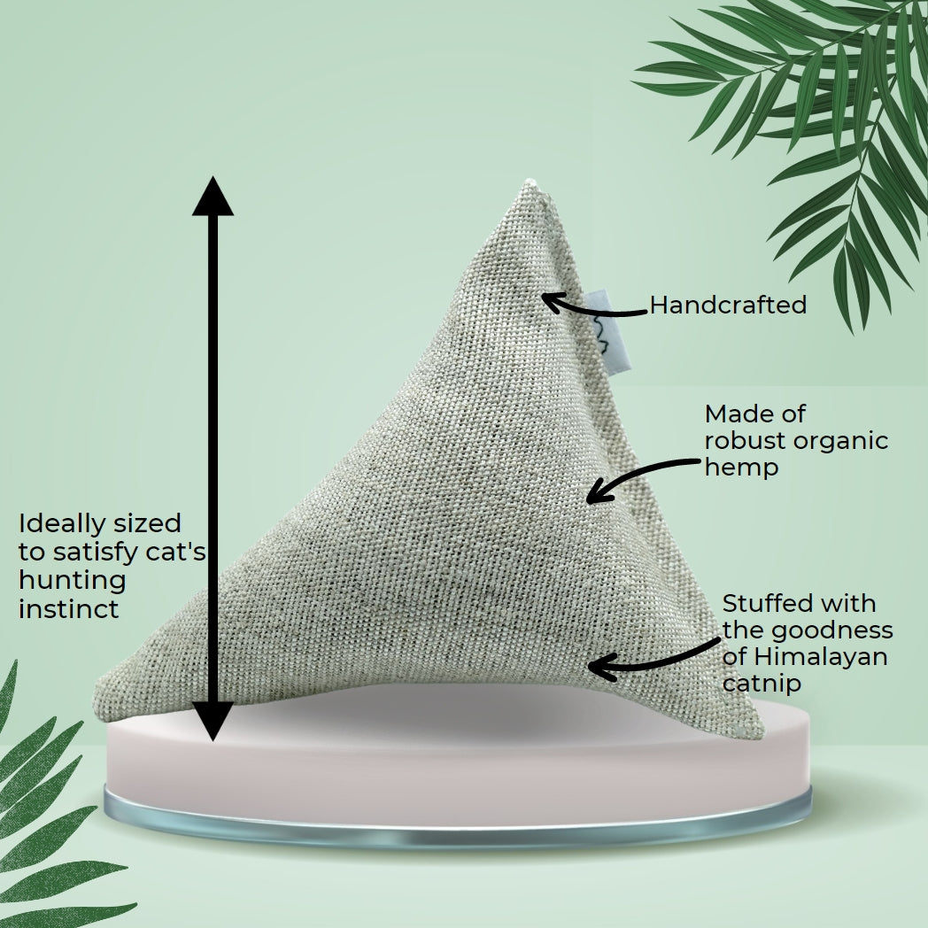 HRIKU® Catnip Hemp Toy, Organic Himalayan Catnip, Handcrafted - Samosa Toy