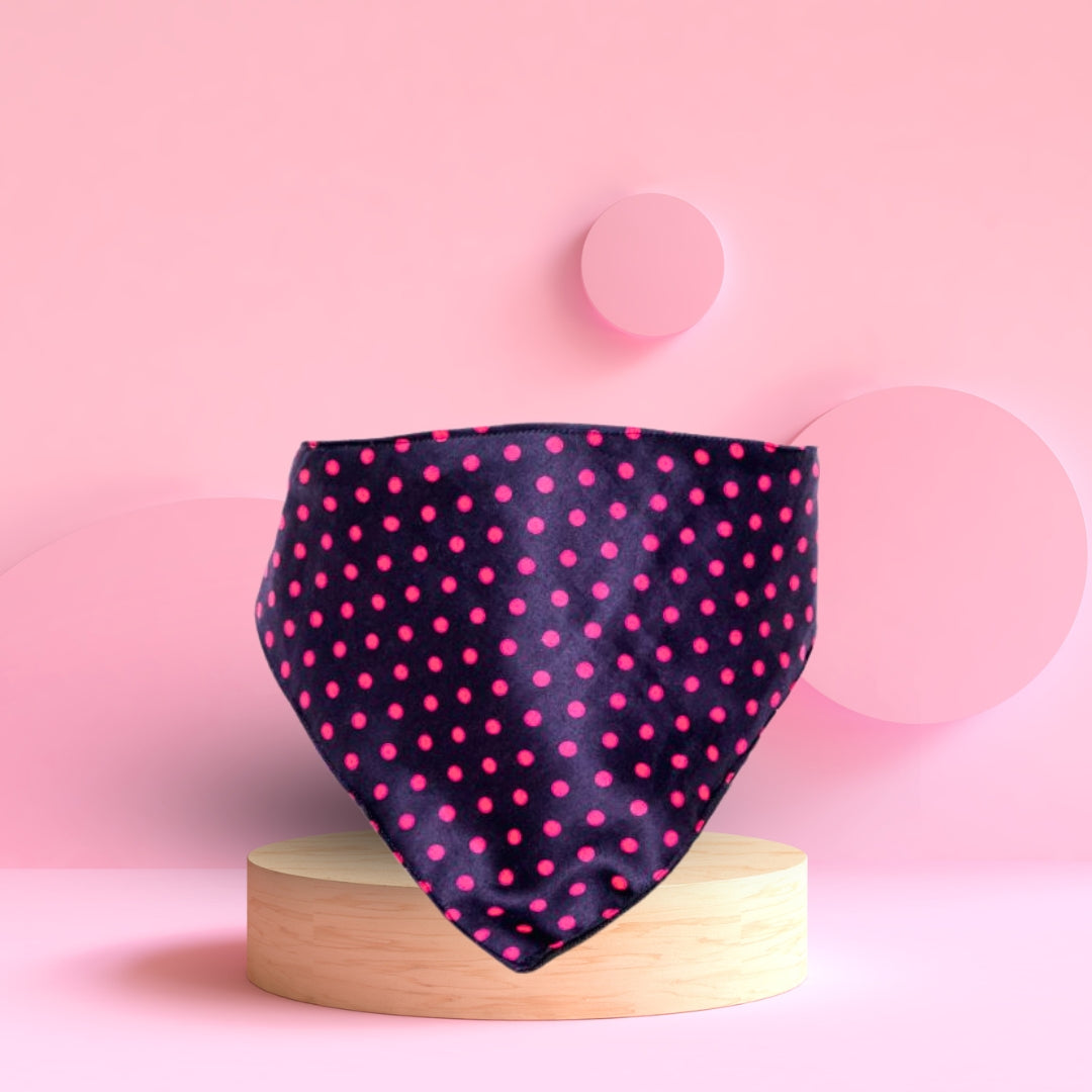 HRIKU® Dog Bandana, Pink Polka Paws - Blue