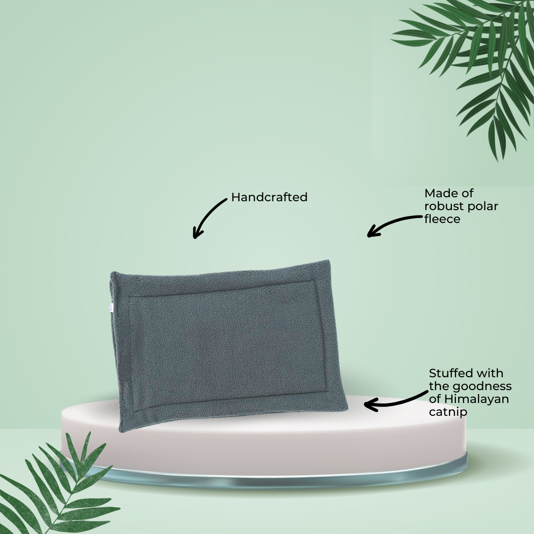 HRIKU® Fleece Cat Carrier Insert, Organic Catnip, Indian-Made - Grey