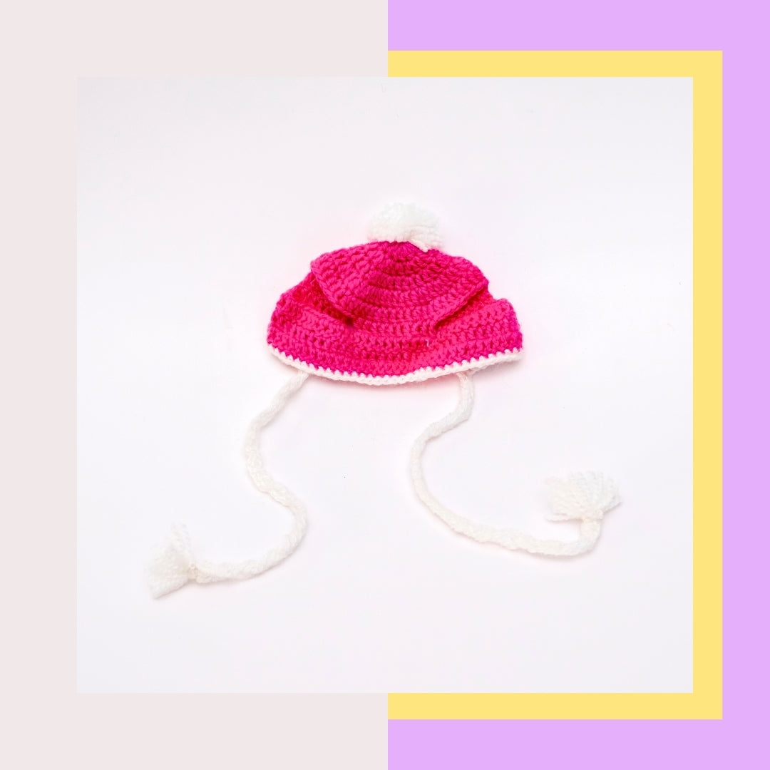 HRIKU® Woollen Pet Cap, Indian-Made, Handcrafted Fashion - Pink Panther
