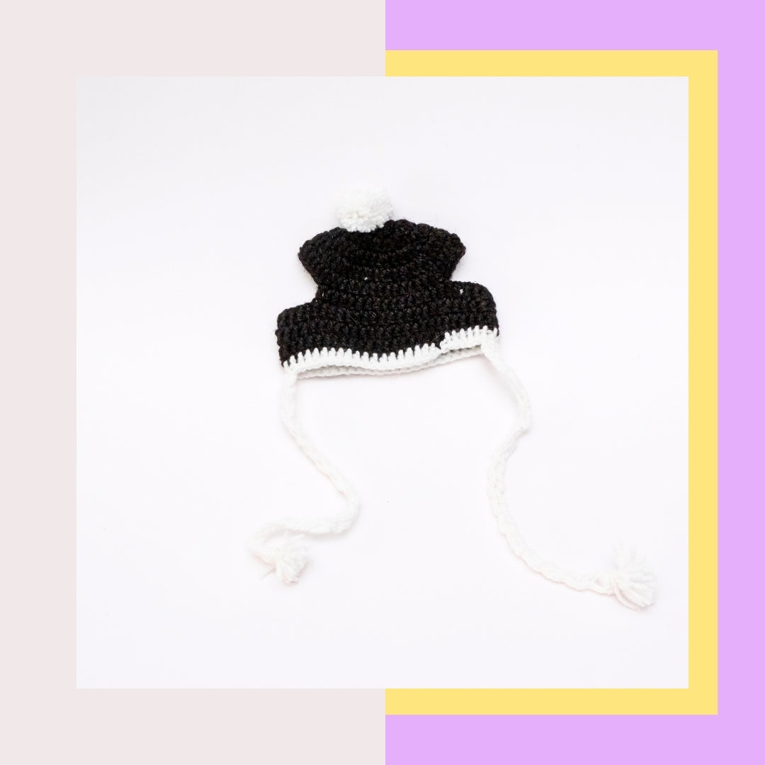 HRIKU® Woollen Pet Cap, Indian-Made, Handcrafted Fashion - Blackest Black