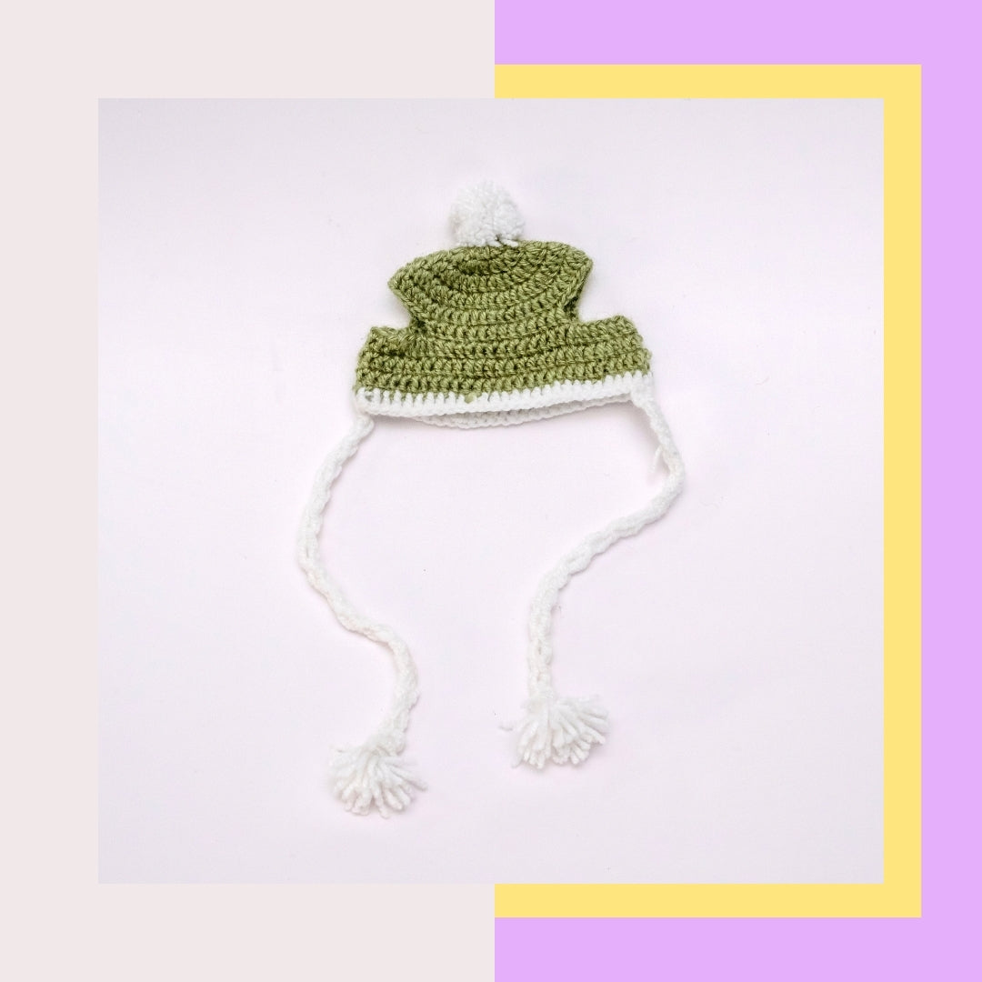 HRIKU® Woollen Pet Cap, Indian-Made, Handcrafted Fashion - Olive Garden