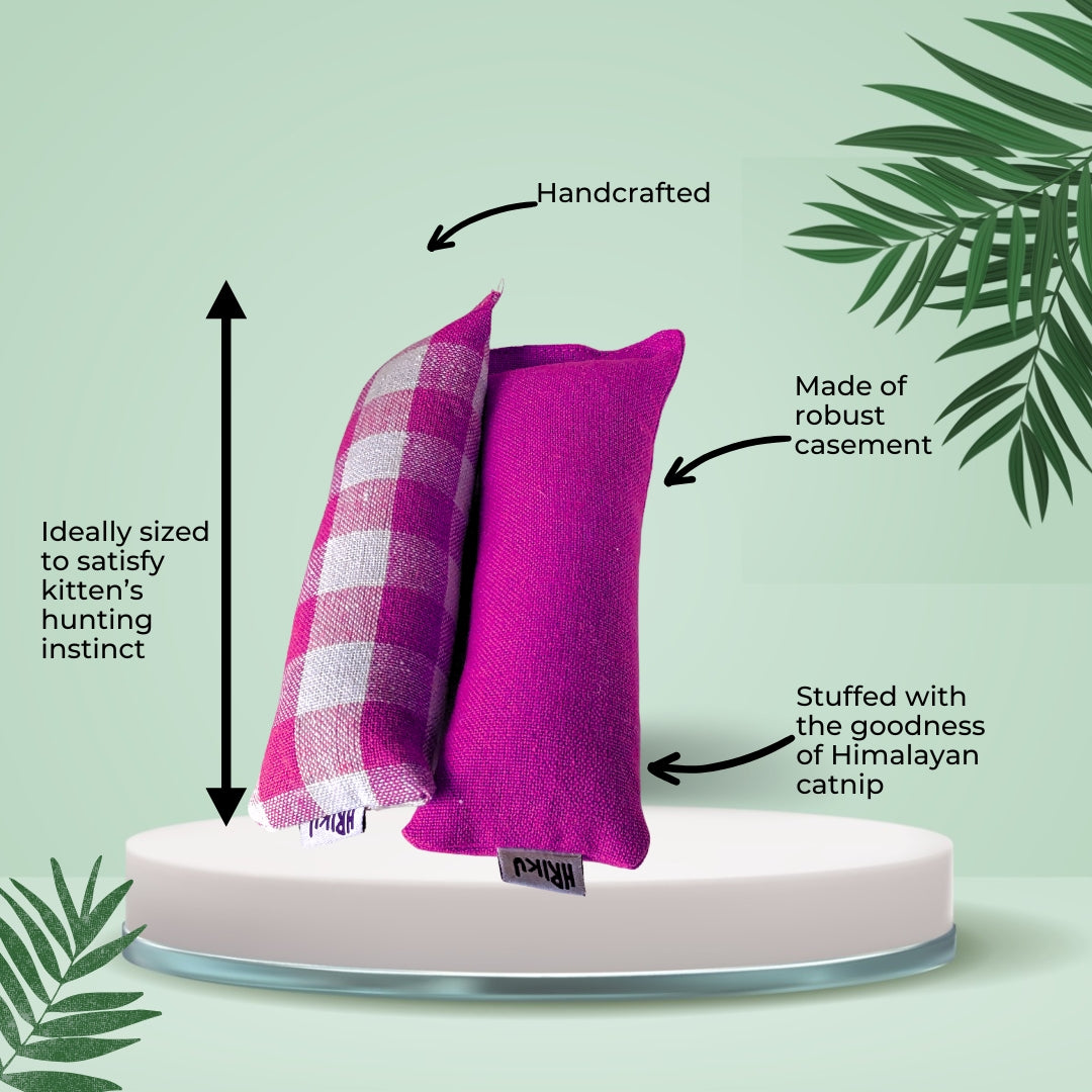 HRIKU® Catnip Casement Kicker Toy Set, Organic Himalayan Catnip - Purple Mix