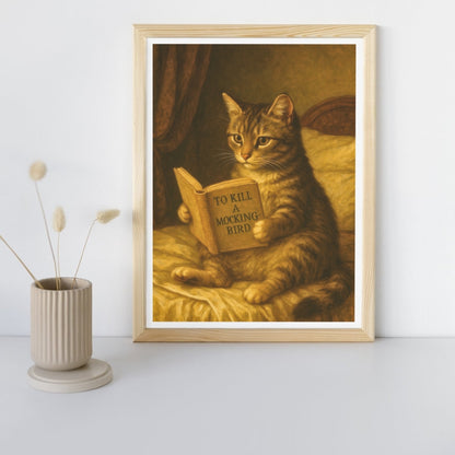 HRIKU® Art Prints - Quirky Cat & Dog Designs - Academic Cat (Without Frame)