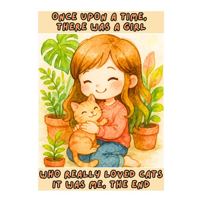 HRIKU® Art Prints - Quirky Cat & Dog Designs - Cat Lady (Without Frame)