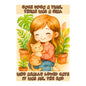 HRIKU® Art Prints - Quirky Cat & Dog Designs - Cat Lady (Without Frame)