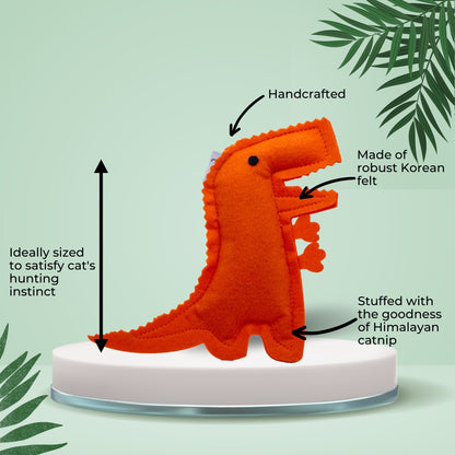 HRIKU® Felt Catnip Toy Bheemsarat (Dinosaur), Organic Himalayan Catnip, Handcrafted