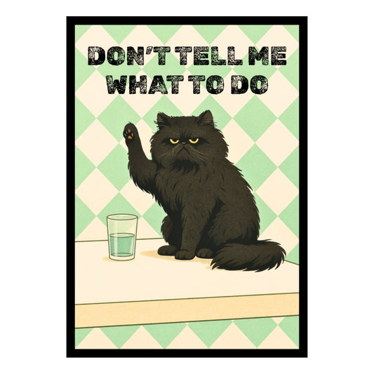 HRIKU® Art Prints - Quirky Cat & Dog Designs - Thug Cat (Without Frame)