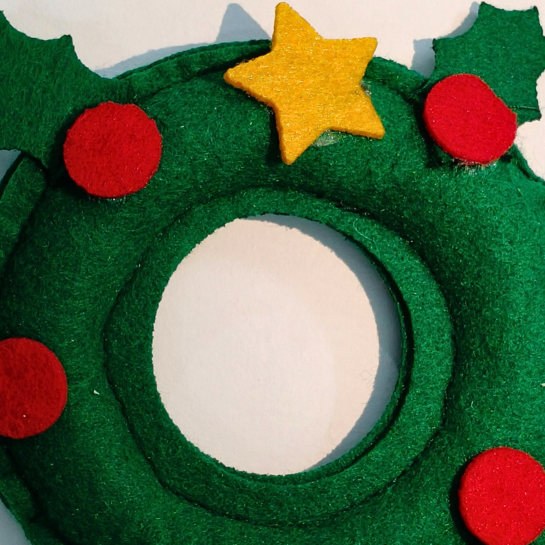 HRIKU® Felt Catnip Toy Christmas Wreath, Organic Himalayan Catnip, Handcrafted