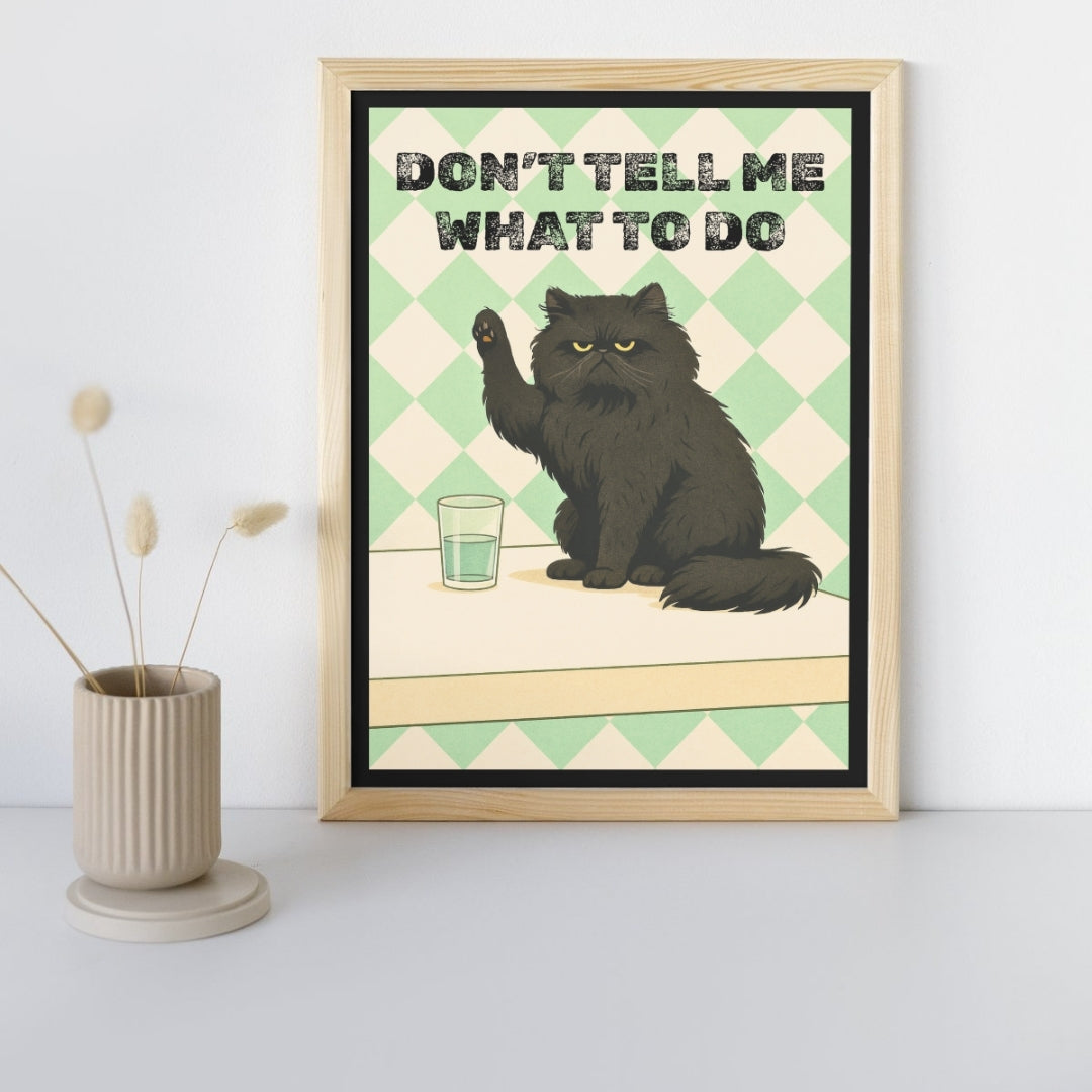HRIKU® Art Prints - Quirky Cat & Dog Designs - Thug Cat (Without Frame)