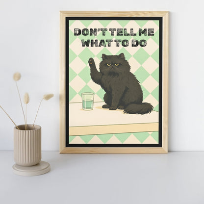 HRIKU® Art Prints - Quirky Cat & Dog Designs - Thug Cat (Without Frame)