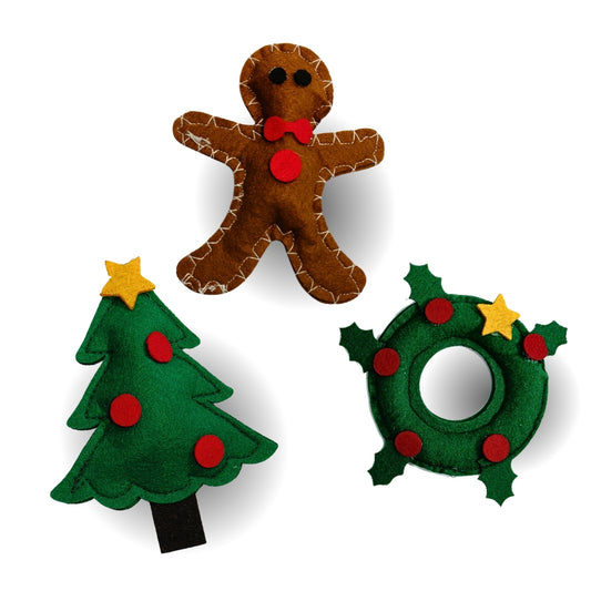 HRIKU® Felt Catnip Toy Christmas Set, Organic Himalayan Catnip, Handcrafted