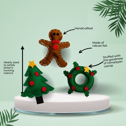 HRIKU® Felt Catnip Toy Christmas Set, Organic Himalayan Catnip, Handcrafted