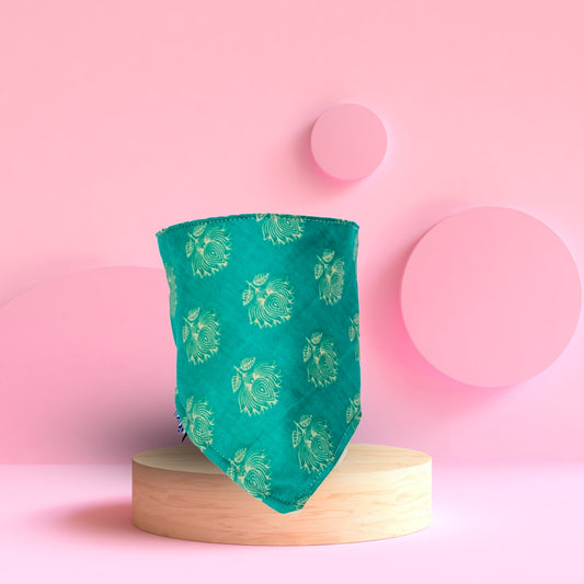 HRIKU® Cat Bandana - Cotton - Floral (Green)