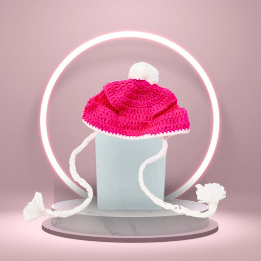 HRIKU® Woollen Pet Cap, Indian-Made, Handcrafted Fashion - Pink Panther