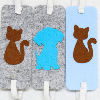 HRIKU® Felt Bookmark Set, Indian-Made, Set of 3 - Cat Dog