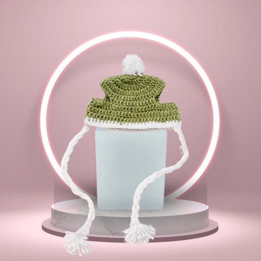 HRIKU® Woollen Pet Cap, Indian-Made, Handcrafted Fashion - Olive Garden