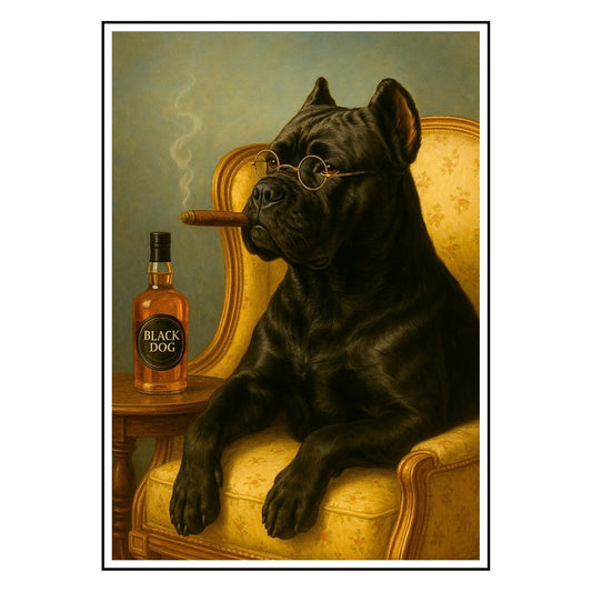 HRIKU® Art Prints - Quirky Cat & Dog Designs - The Gentleman (Without Frame)