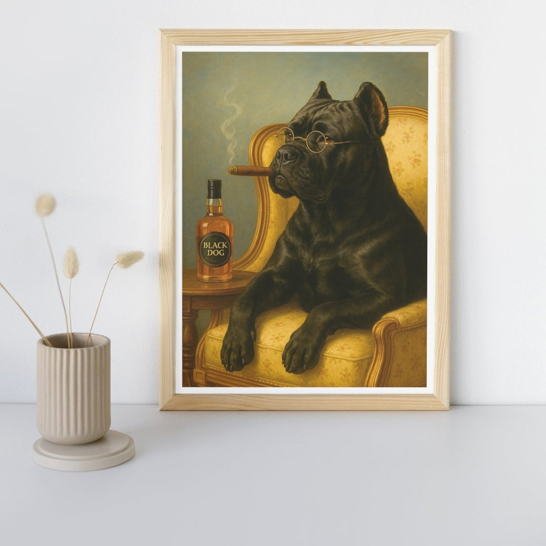 HRIKU® Art Prints - Quirky Cat & Dog Designs - The Gentleman (Without Frame)