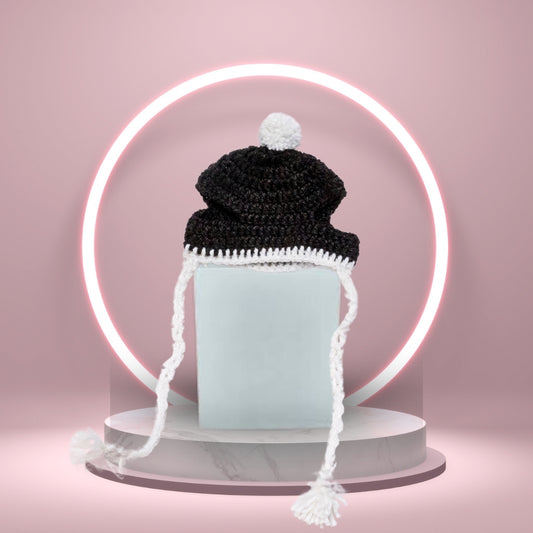 HRIKU® Woollen Pet Cap, Indian-Made, Handcrafted Fashion - Blackest Black
