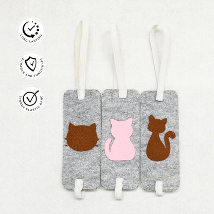 HRIKU® Felt Bookmark Set, Indian-Made, Set of 3 - Cute Cat