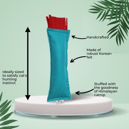 HRIKU® Catnip Felt Kicker Toy, Organic Himalayan Catnip - Teal