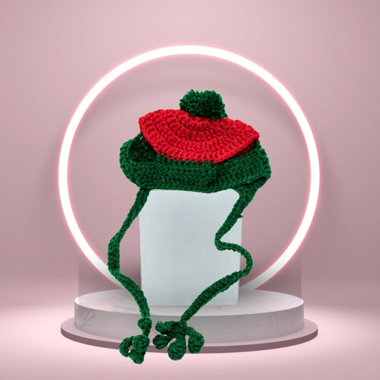 HRIKU® Woollen Pet Cap, Indian-Made, Handcrafted Fashion - What the Elf